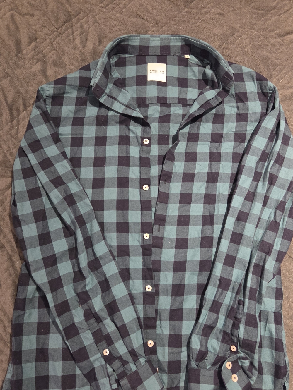 Premium Jack Jones Green and Black Check Button-Down Shirt